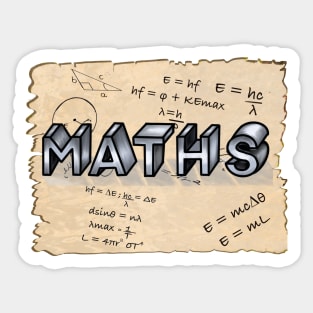 Maths formulae with the word maths in 3don an ancient scroll Sticker